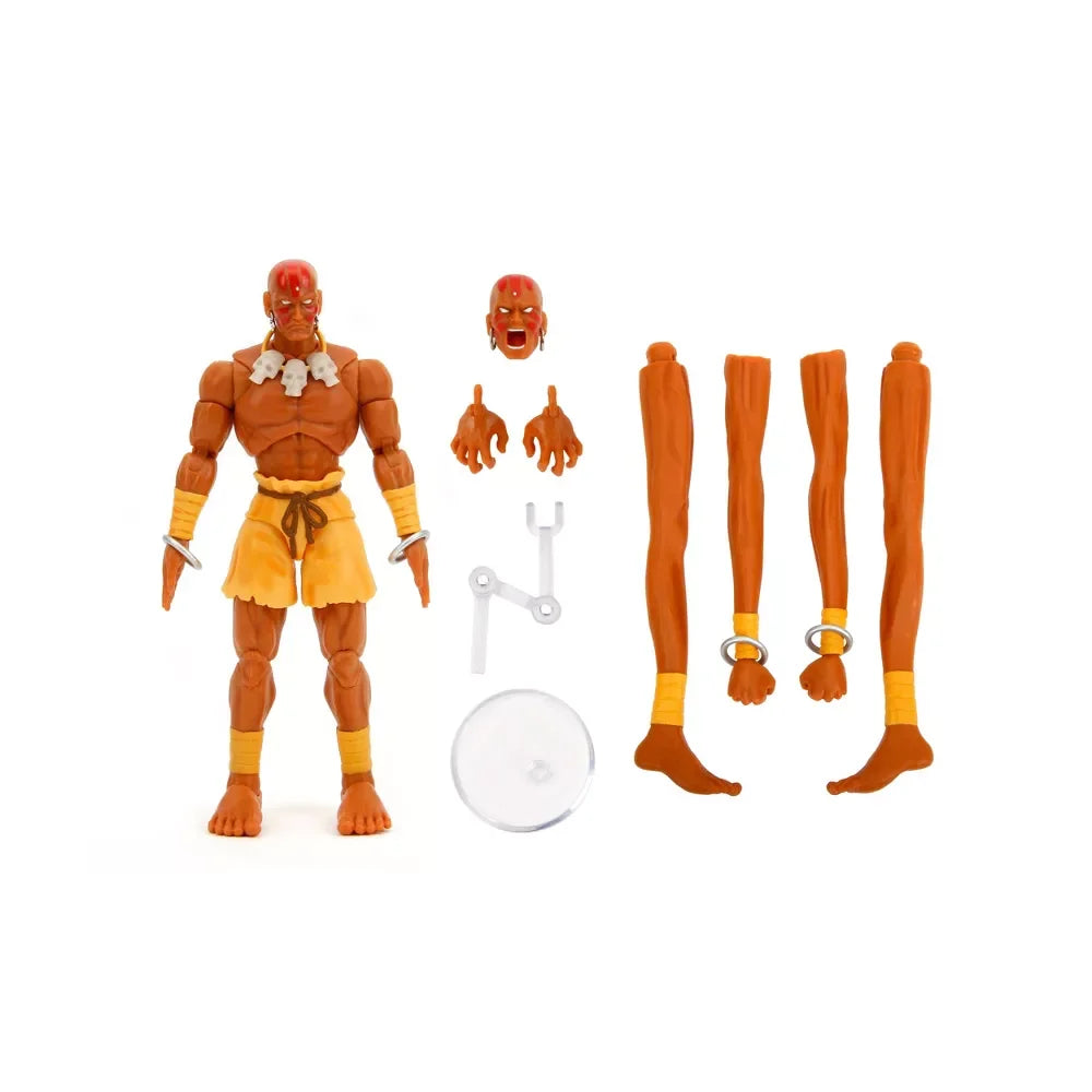 Street Fighter II Dhalsim, boneco de ação de 6 polegadas com membros elásticos e acessórios