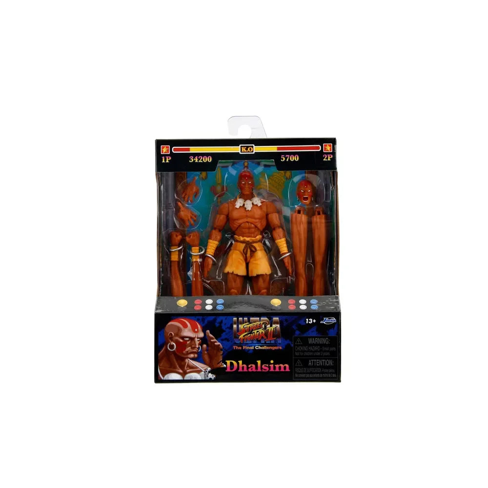 Street Fighter II Dhalsim, boneco de ação de 6 polegadas com membros elásticos e acessórios