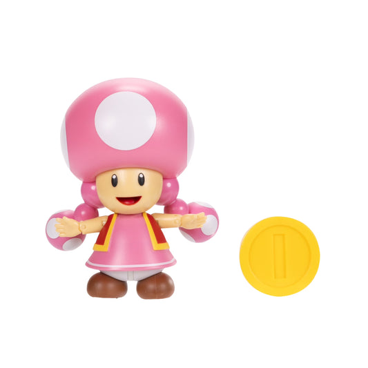 Super Mario Toadette 4 Inch Action Figure with Coin World of Nintendo