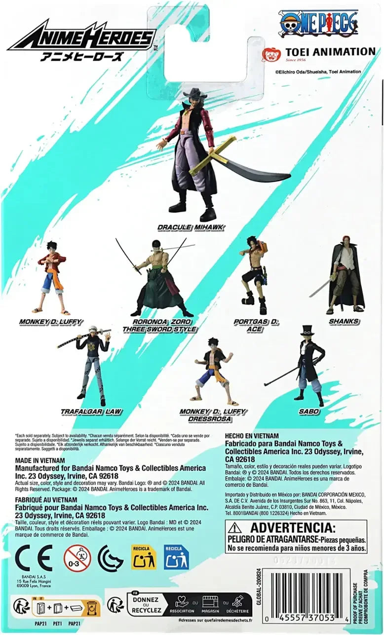 Anime Heroes One Piece Dracule Mihawk Figure – 6.5-Inch Bandai Collectible - Logan's Toy Chest