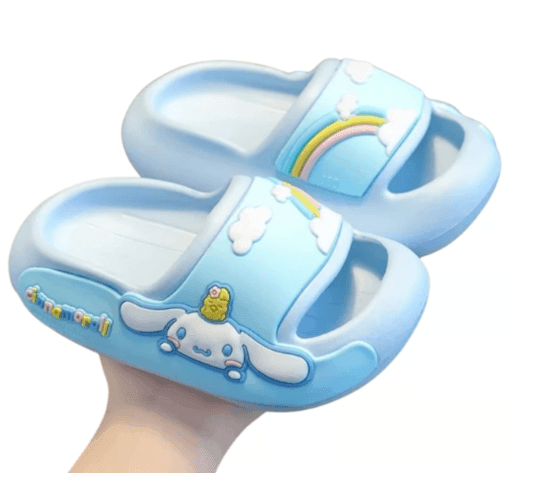 Hello Kitty Cloud Slippers – Baby Blue with Cinnamoroll & Rainbow Design - Logan's Toy Chest
