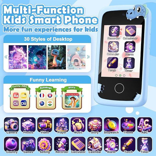 Hetyue Kids Smart Phone Toy –Touchscreen with Dual Cameras & Learning Games - Logan's Toy Chest