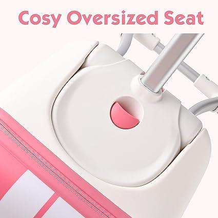 Joytravel Kids Ride-On Luggage – Light Pink, Spinner Wheels, 20" Hard Shell - Logan's Toy Chest