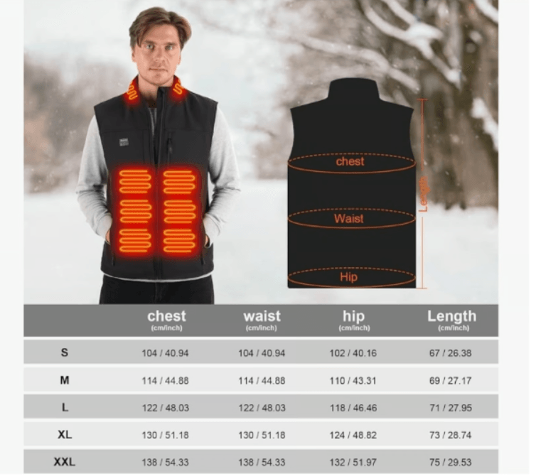 Moteoza Men's Heated Vest - Dual Controls, 3 Levels, 10-Hour Battery, Large - Logan's Toy Chest