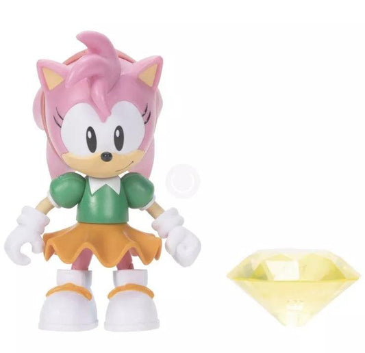 Sonic The Hedgehog Classic Amy 4" Action Figure with Yellow Chaos Emerald - Logan's Toy Chest