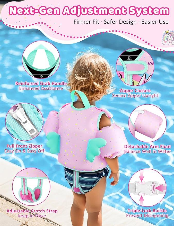 Vvinca Toddler Swim Vest – 3-in-1 Shark Floatie, 24–33lbs, Size S - Logan's Toy Chest