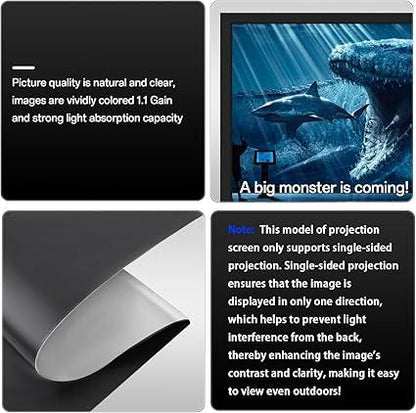 100" 4K Projector Screen | PVC Anti-Crease | 16:9 Home Theater Display - Logan's Toy Chest