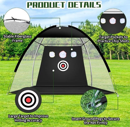 10x7ft Golf Nets for Backyard Driving - Real Golf Balls & Practice Mat - Logan's Toy Chest