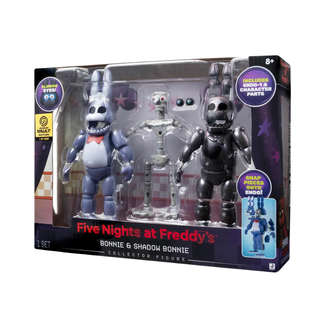 Five Nights at Freddy's Endo Series Bonnie & Shadow Bonnie Vault Exclusive Collector Figure Set with Glow Eyes