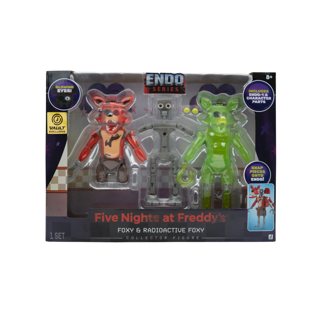 Five Nights at Freddy's Endo Series Foxy & Radioactive Foxy Vault Exclusive Collector Figure Set with Glow Eyes