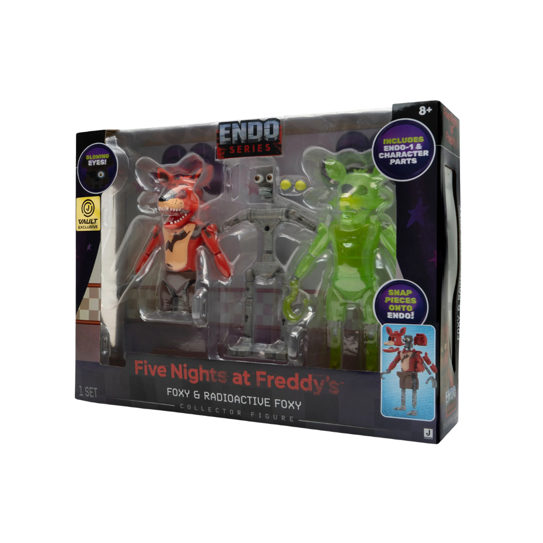 Five Nights at Freddy's Endo Series Foxy & Radioactive Foxy Vault Exclusive Collector Figure Set with Glow Eyes