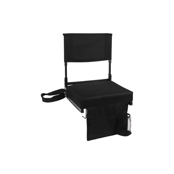 JST GAMEZ Black Stadium Seat with Back Support & Thick Foam Cushion