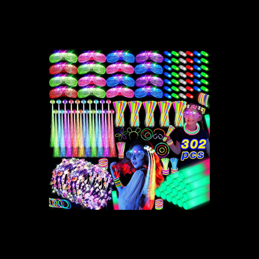 HONLYNE 302-Piece Glow Party Supplies LED Toys Kit for Kids & Adults