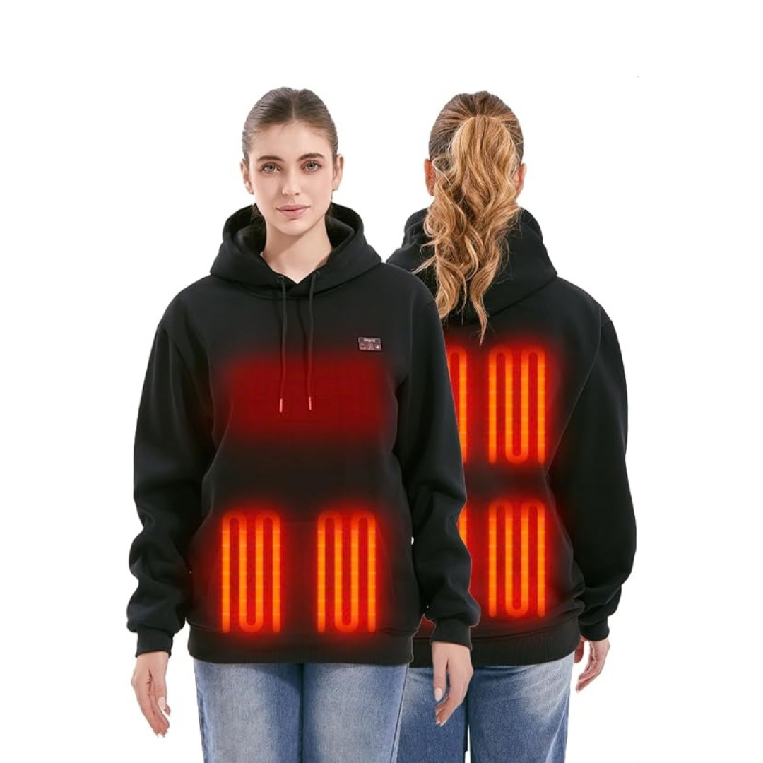 Siigrid Women's Heated Hoodie Battery Pack Fleece Heated Sweatshirt Black Large