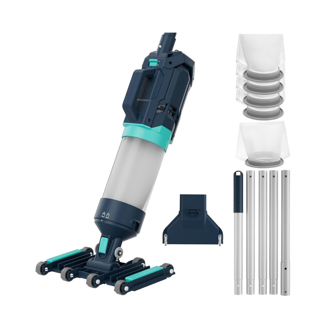 AQUAFYSH HD070C Heavy-Duty Cordless Pool Vacuum – 18.9 GPM, Blue