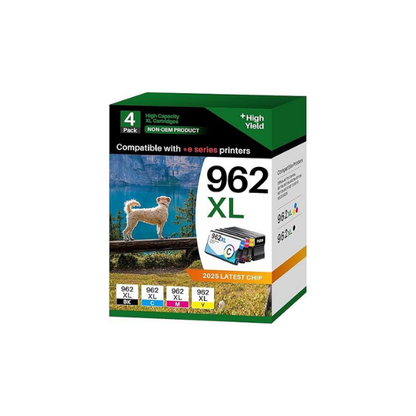 Cartuchos de tinta remanufaturados 962XL – preto e colorido, rendimento de 250 páginas
