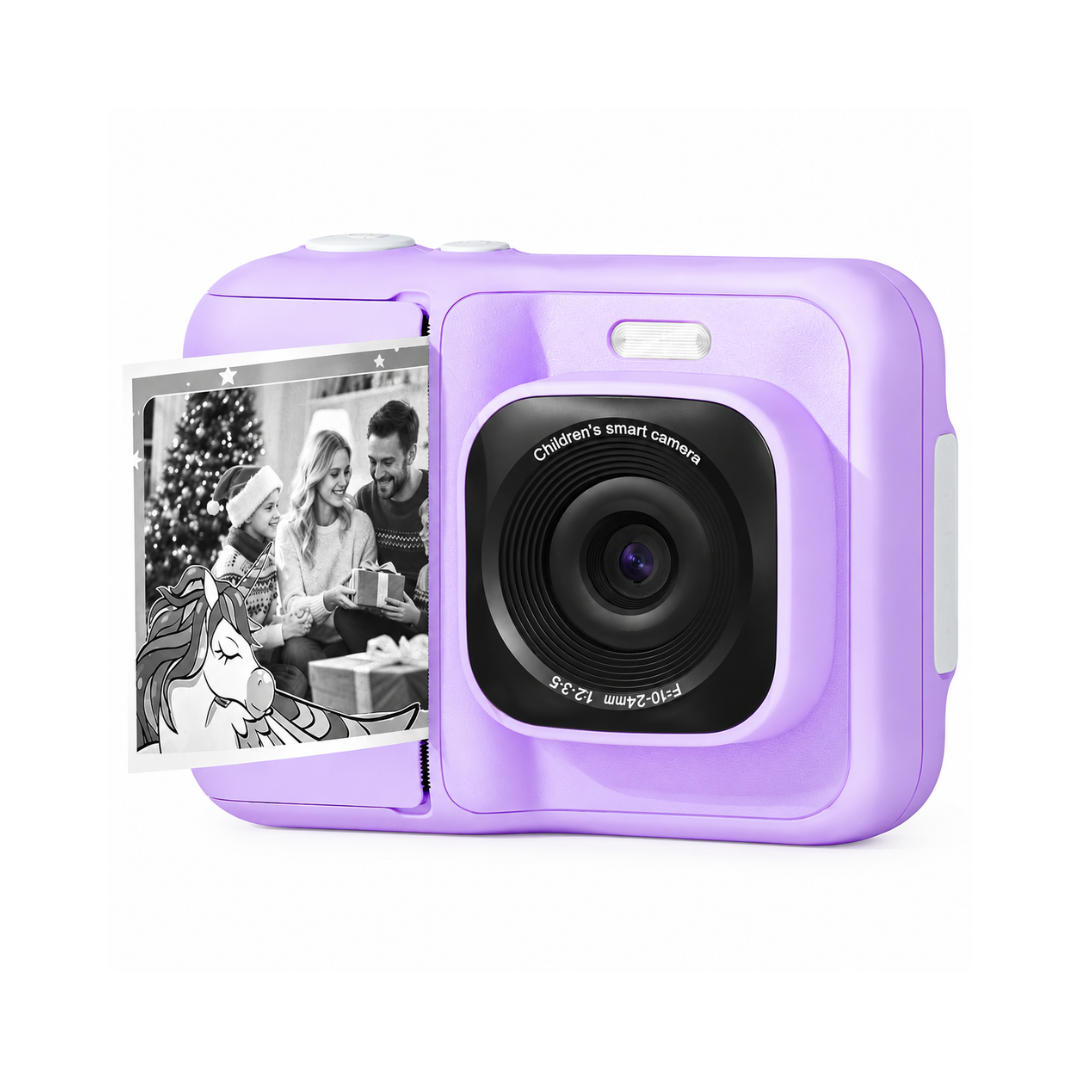 TYPNOS Kids Instant Print Camera – 1080P Video, 32GB Card & 3 Paper Rolls, Purple