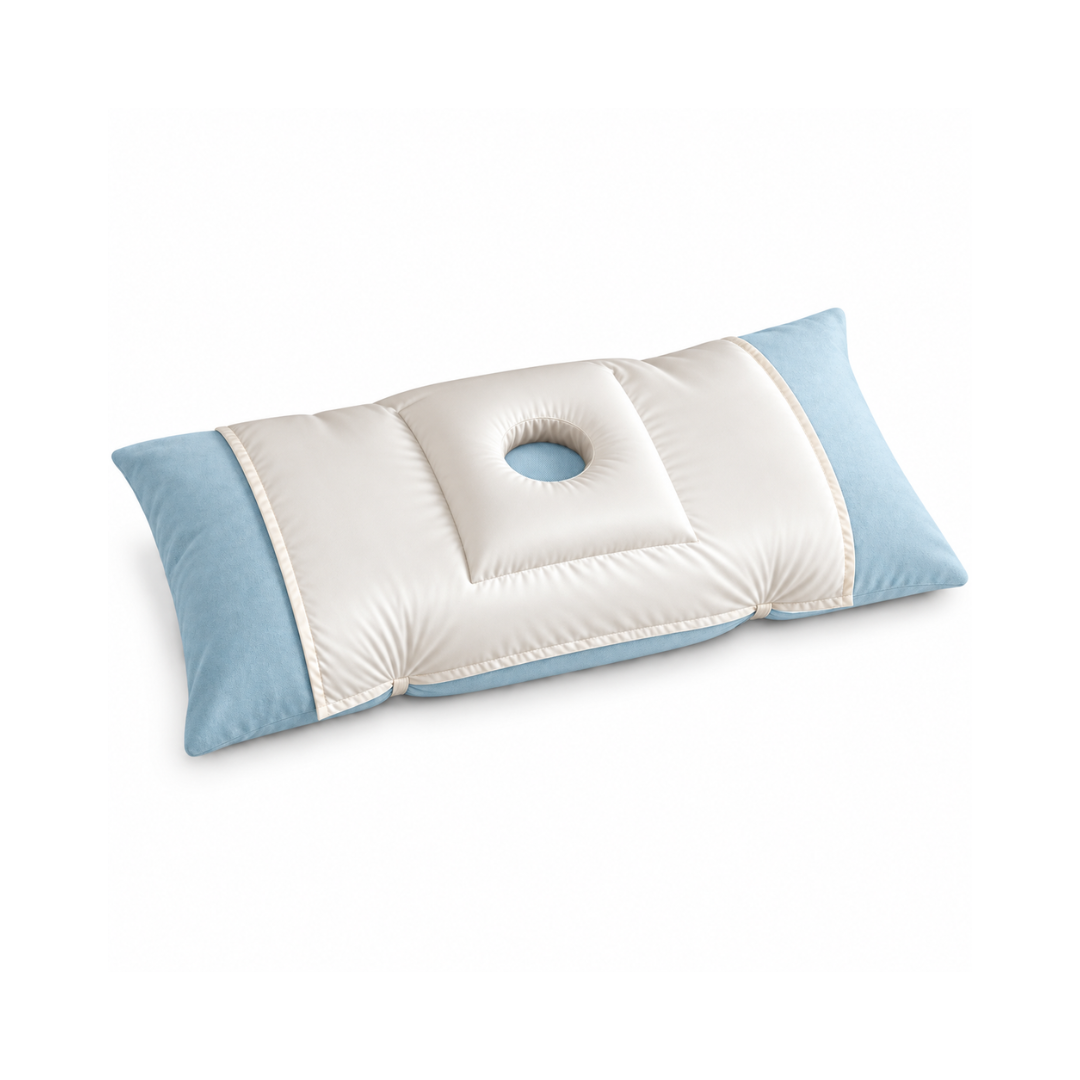 Whole Nights Ear Relief Pillow for Side Sleepers – Piercing Hole Cushion, White