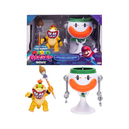 Jakks Pacific Super Mario Galaxy Movie Bowser Jr. with Clown Car Set – New in Box