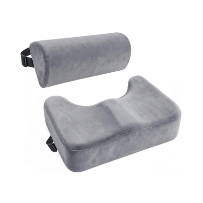 BBL Pillow 2 Piece Seat Cushion with Back Support Post Surgery Recovery Chair Cushion Gray