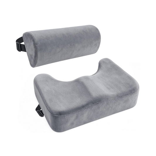 BBL Pillow 2 Piece Seat Cushion with Back Support Post Surgery Recovery Chair Cushion Gray