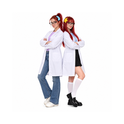 Bunnycool 6-Piece Halloween Scientist Twin Costume Set with Lab Coats & Glasses