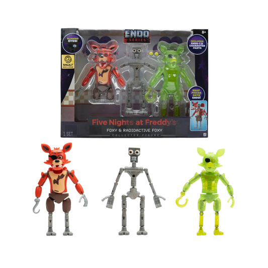 Five Nights at Freddy's Endo Series Foxy & Radioactive Foxy Vault Exclusive Collector Figure Set with Glow Eyes