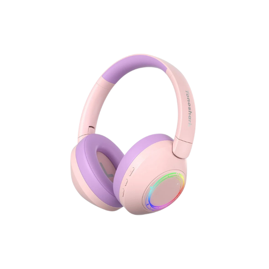 TONOSHARK Kids Noise Cancelling Headphones RGB LED 60H Bluetooth Pink