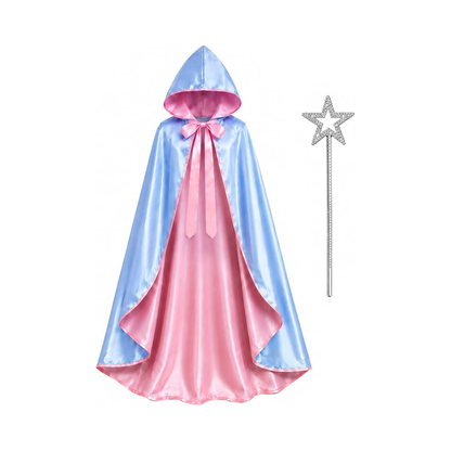 Lmmoaxn fairy godmother costume set with blue hooded cape and star wand, product gallery image 1 of 5