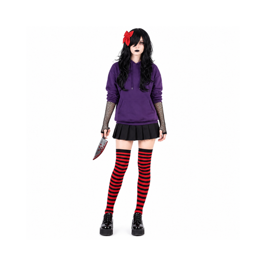 Bunnycool 5-Piece Halloween Killer Costume Set with Wig, Knife and Stockings