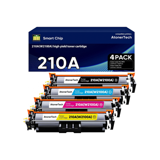 AtonerTech 210A 210X Toner Cartridge 4-Pack with Chip for HP 4301 4201