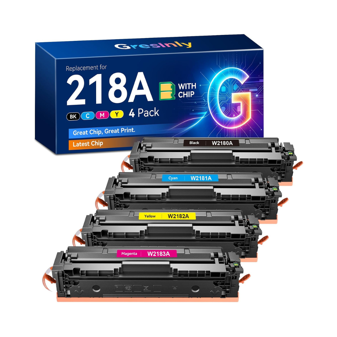 GRESINLY 218A Toner Cartridge 4-Pack with Chips for HP LaserJet Pro 3301