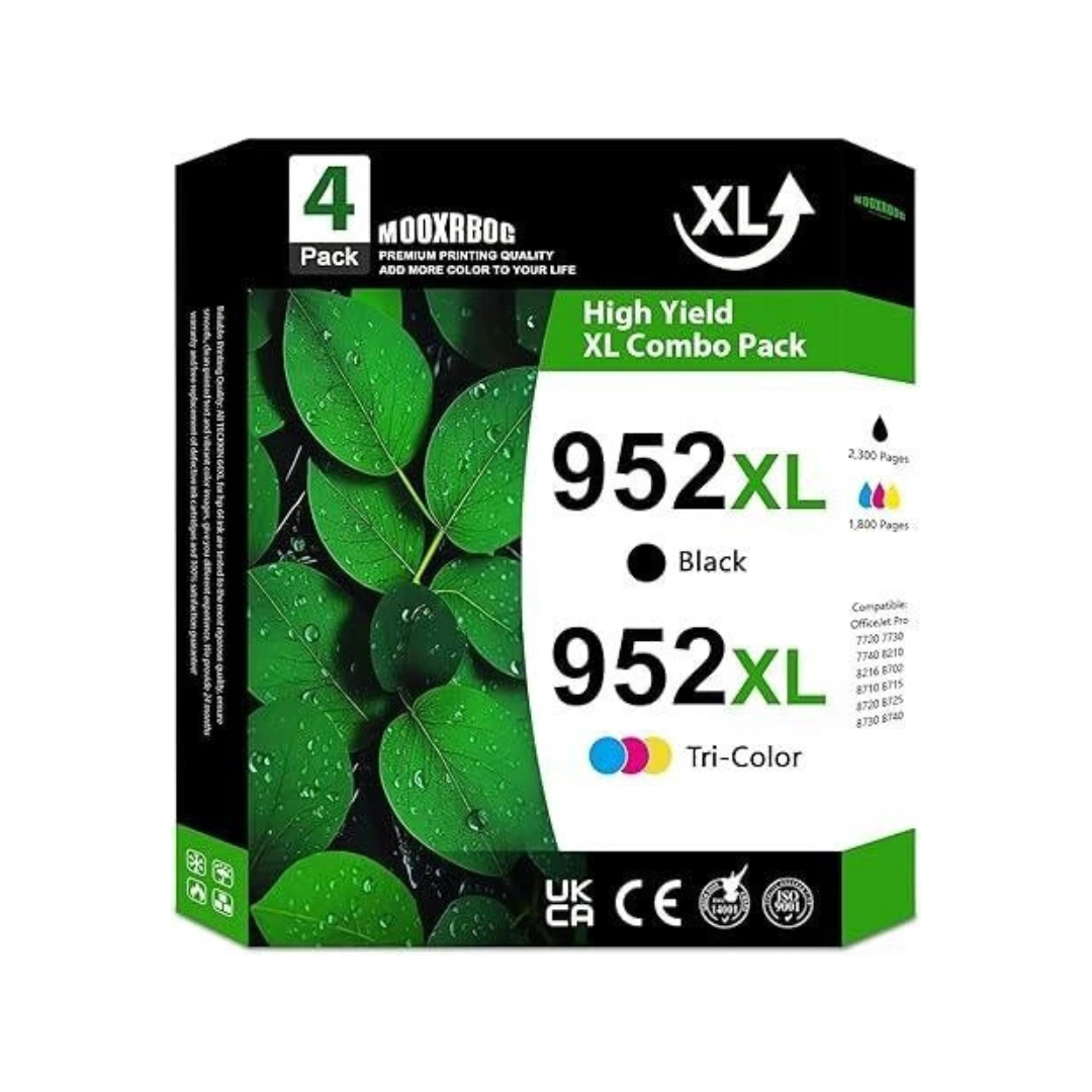 Cartuchos de tinta de alto rendimento Mooxrbog 952XL – Pacote com 4 para HP OfficeJet Pro