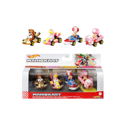 Hot Wheels Mario Kart 4-Pack 1:64 Scale Die-Cast Vehicles Collectible
