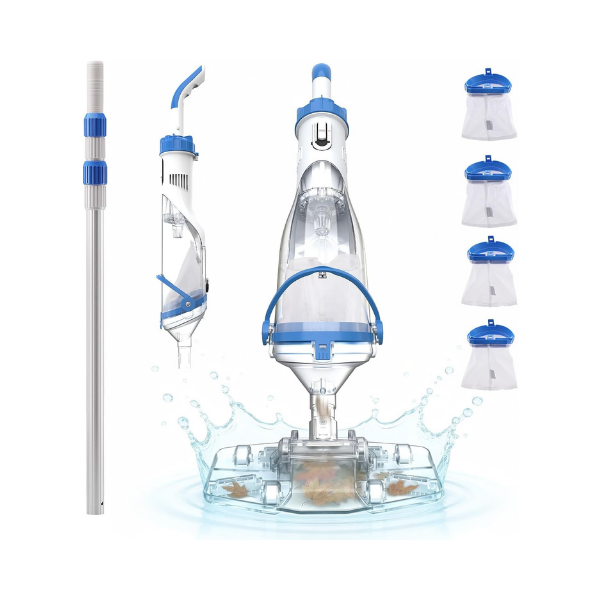 Consciot Cordless Pool Vacuum Cleaner Telescopic Pole 1110 GPH 60 Min Runtime PC15H
