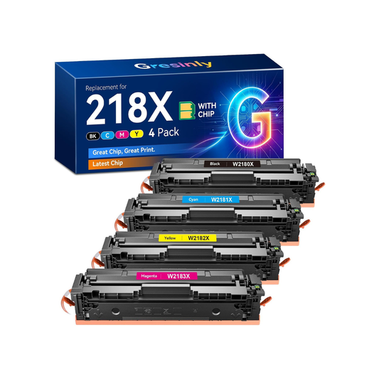 GRESINLY 218X Compatible Toner Cartridge 4-Pack for HP Color LaserJet Pro
