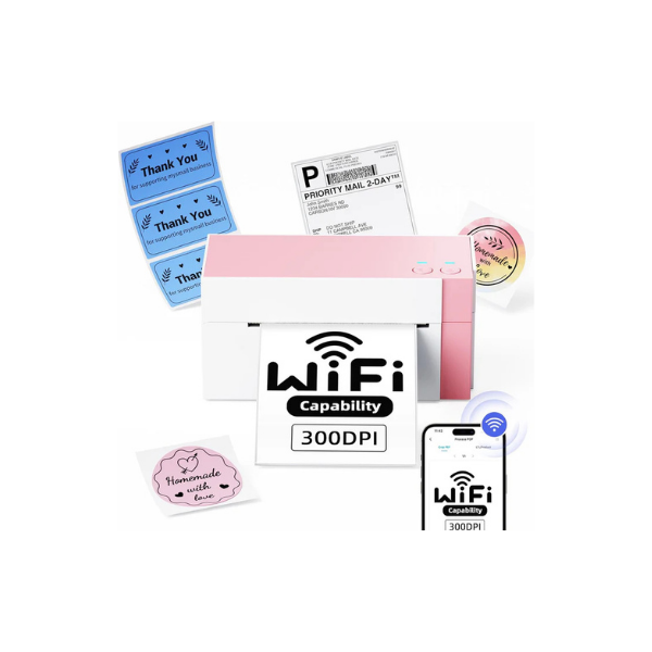 Omezizy WiFi Shipping Label Printer 4x6 – 300DPI Wireless Thermal Printer