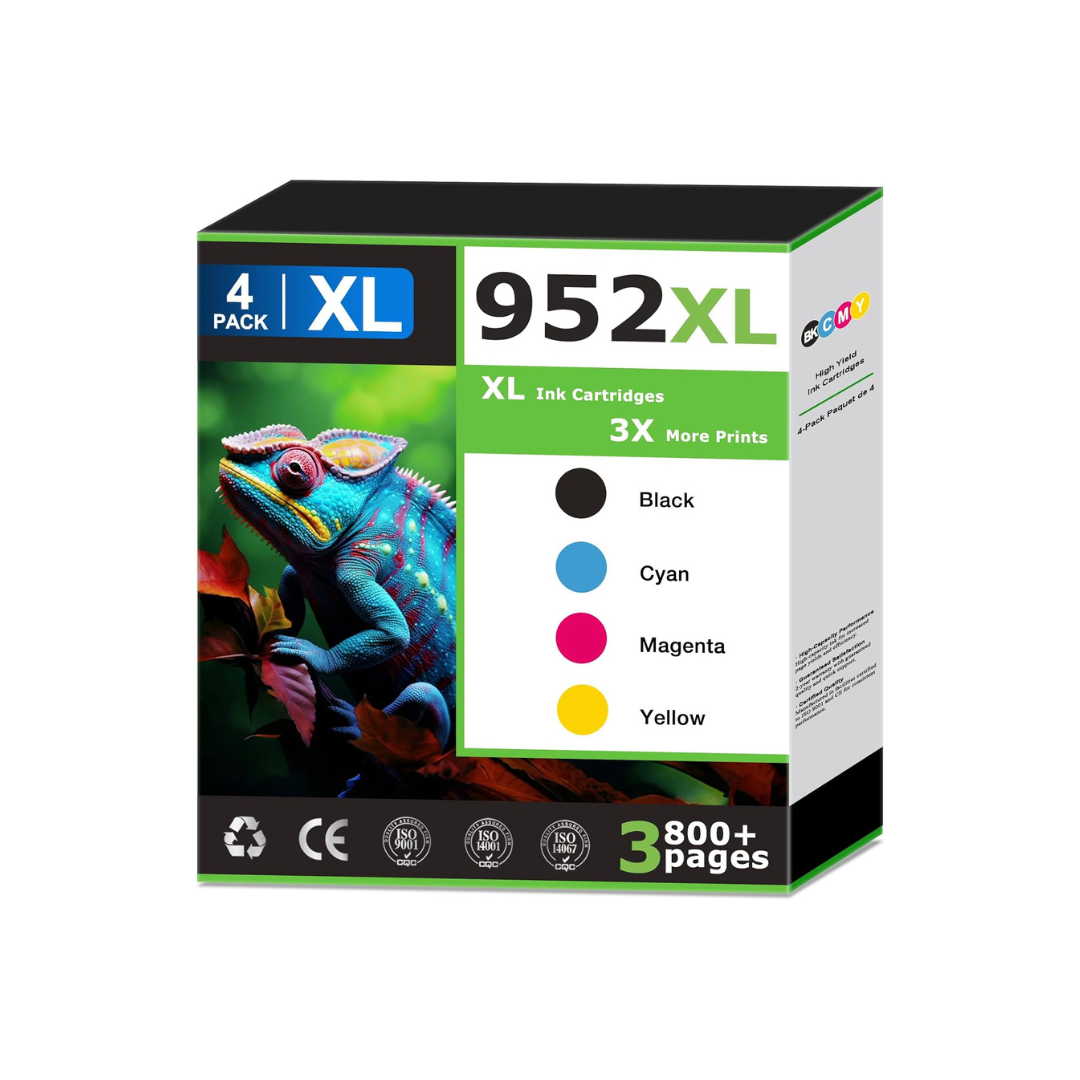 HIRMOD 952XL Ink Cartridges 4-Pack Black Cyan Magenta Yellow for HP