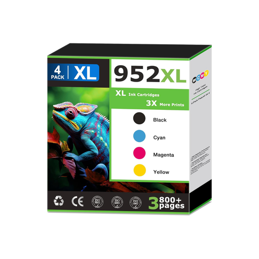HIRMOD 952XL Ink Cartridges 4-Pack Black Cyan Magenta Yellow for HP