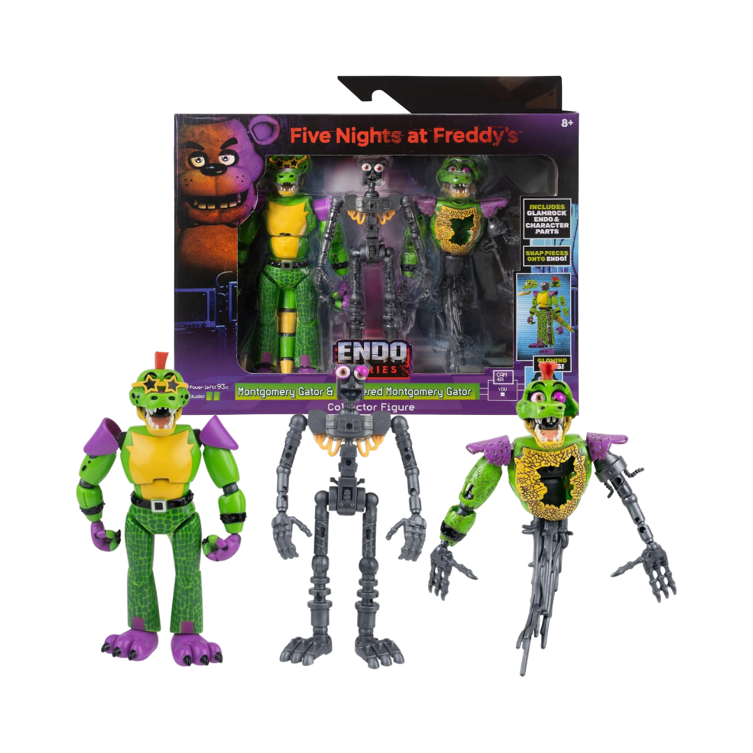 Five Nights at Freddy’s Endo Series Montgomery Gator and Shattered Montgomery Gator Jazwares collector figure
