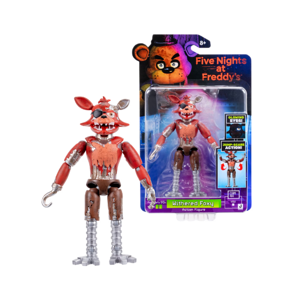 Five Nights at Freddy’s Withered Foxy 5-Inch Jazwares Action Figure with Glow-in-the-Dark Eyes & Jumpscare Feature