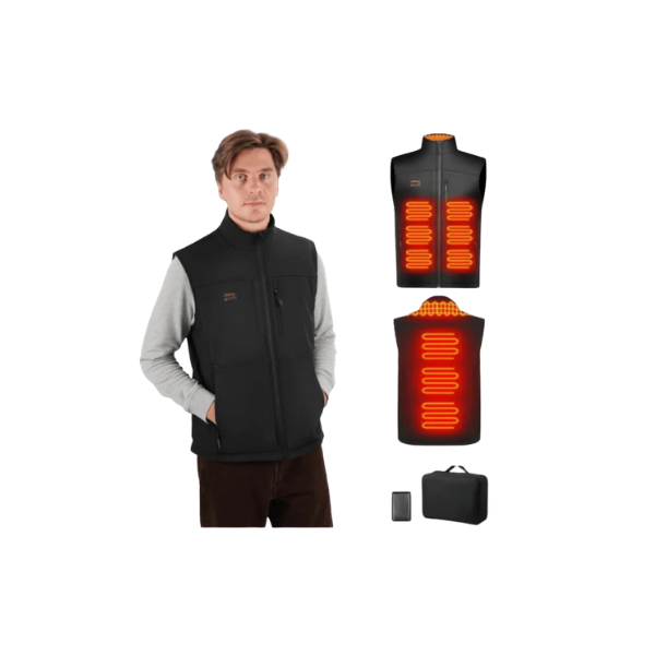 Moteoza Men's Heated Vest – Large, Dual Zone Carbon Fiber Warmth