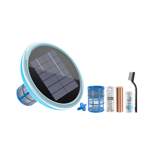 Solar Pool Ionizer Floating Cleaner Self Glow Copper Anode for Pools Up to 45000 Gal