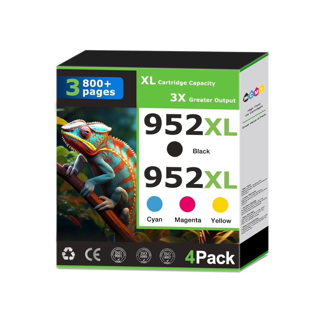 Grnjet 952XL Ink Cartridges 4-Pack Black Cyan Magenta Yellow for HP