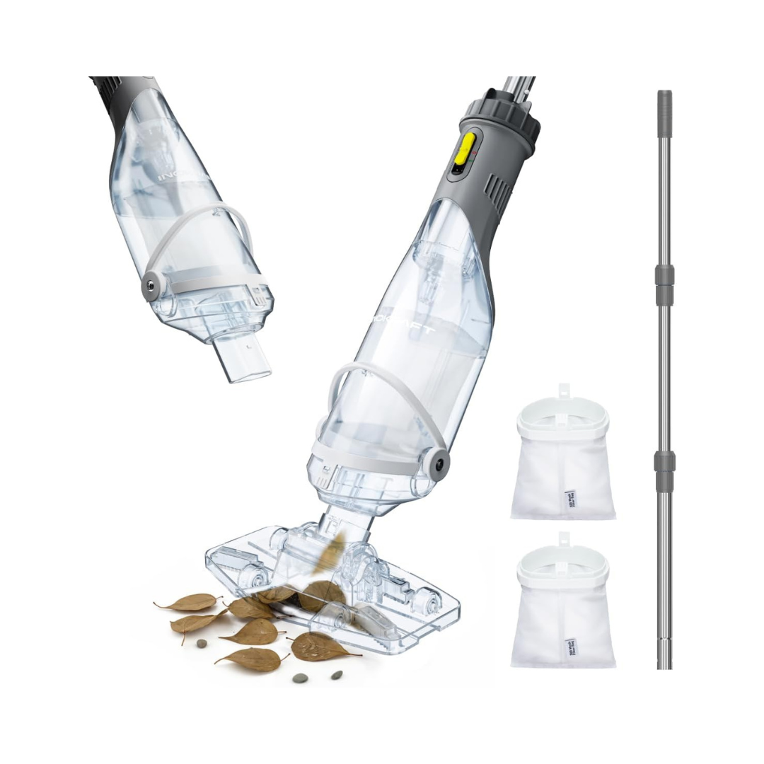 InoKraft K1.5 Pro Cordless Pool Vacuum – Gray, 18.5 GPM, 59-Inch Pole