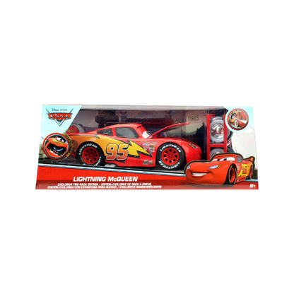 Disney Pixar Cars Lightning McQueen 1:24 Die-Cast Race Car with Tire Rack
