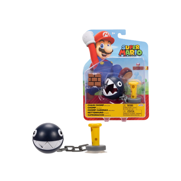 Jakks World of Nintendo Super Mario CHAIN CHOMP w Block 4" Figure NEW 2026