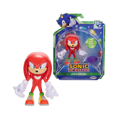 Sonic 35th Anniversary Classic Knuckles 4in Figure Purple Chaos Emerald JAKKS
