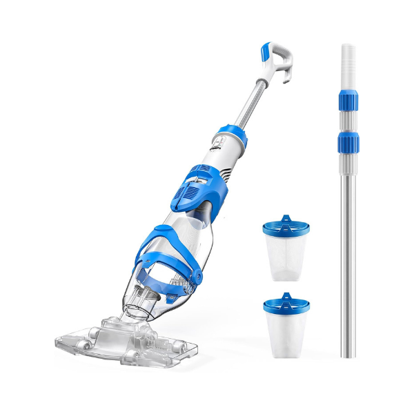Consciot Cordless 1320 GPH Pool Vacuum Cleaner 22 GPM Rechargeable Handheld 22PC Pool Cleaner with 7.3FT Telescopic Pole, 2L Debris Capacity & 60-Min Runtime