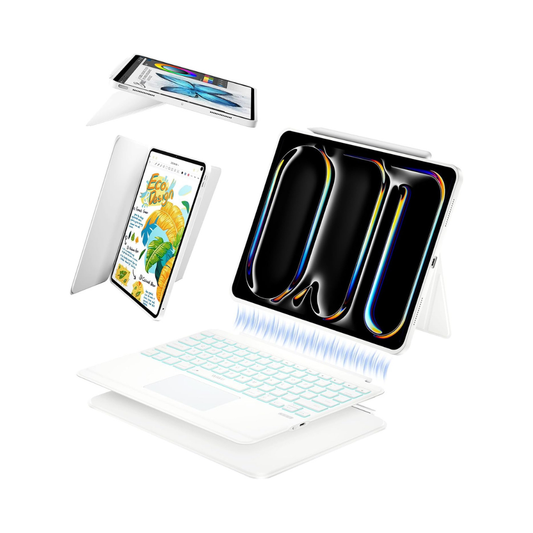WIWU iPad Pro 13-inch M4/M5 Keyboard Case – Detachable Backlit Bluetooth Keyboard, White